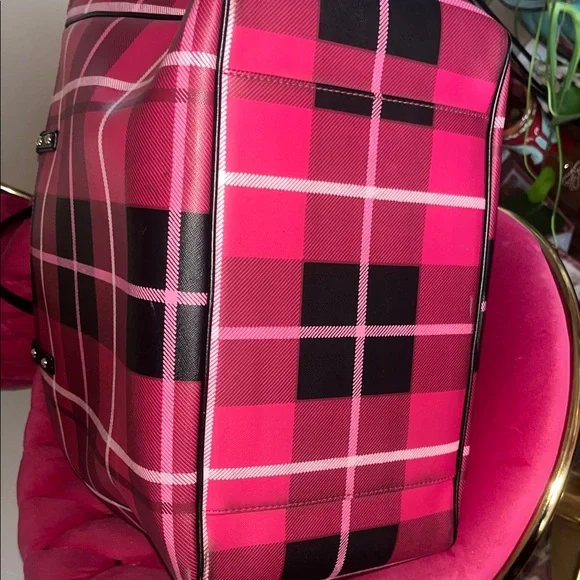 Kate Spade Pink and Black Checkered Tote - Picture 7 of 7